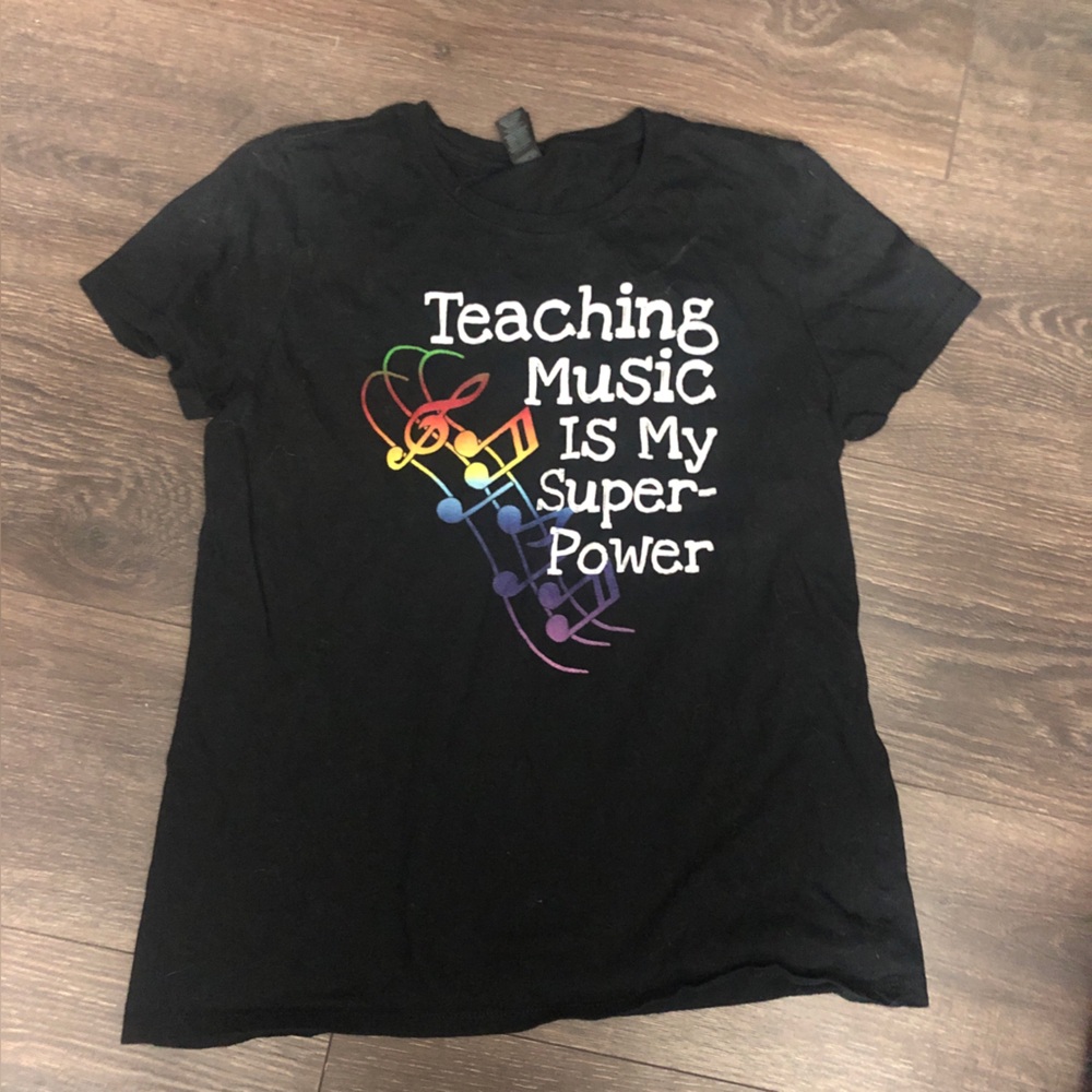 Teaching Music Is My Super Power Kids Black T‑Shirt